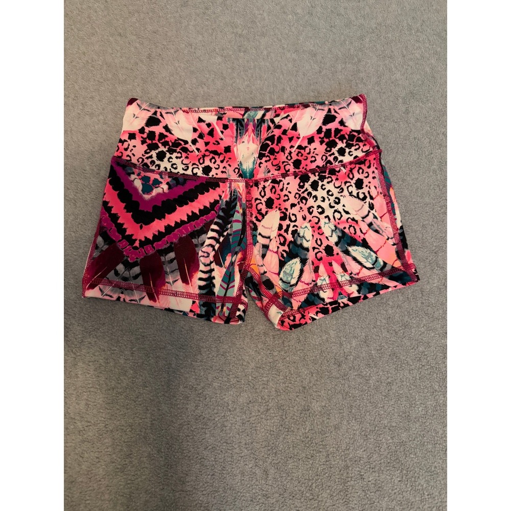 Material Girl Active Pink Leopard Feather Print Athletic Shorts Womens‎ XS